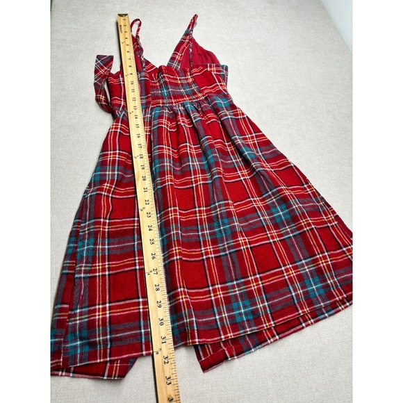 Urban Outfitters Dress Womens XS Red Plaid Sleeveless Mini Belted New - Picture 12 of 13
